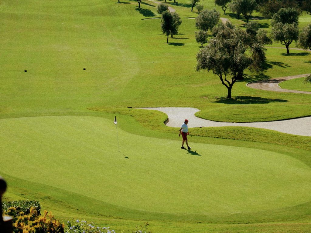 A man playing golf on a golf course